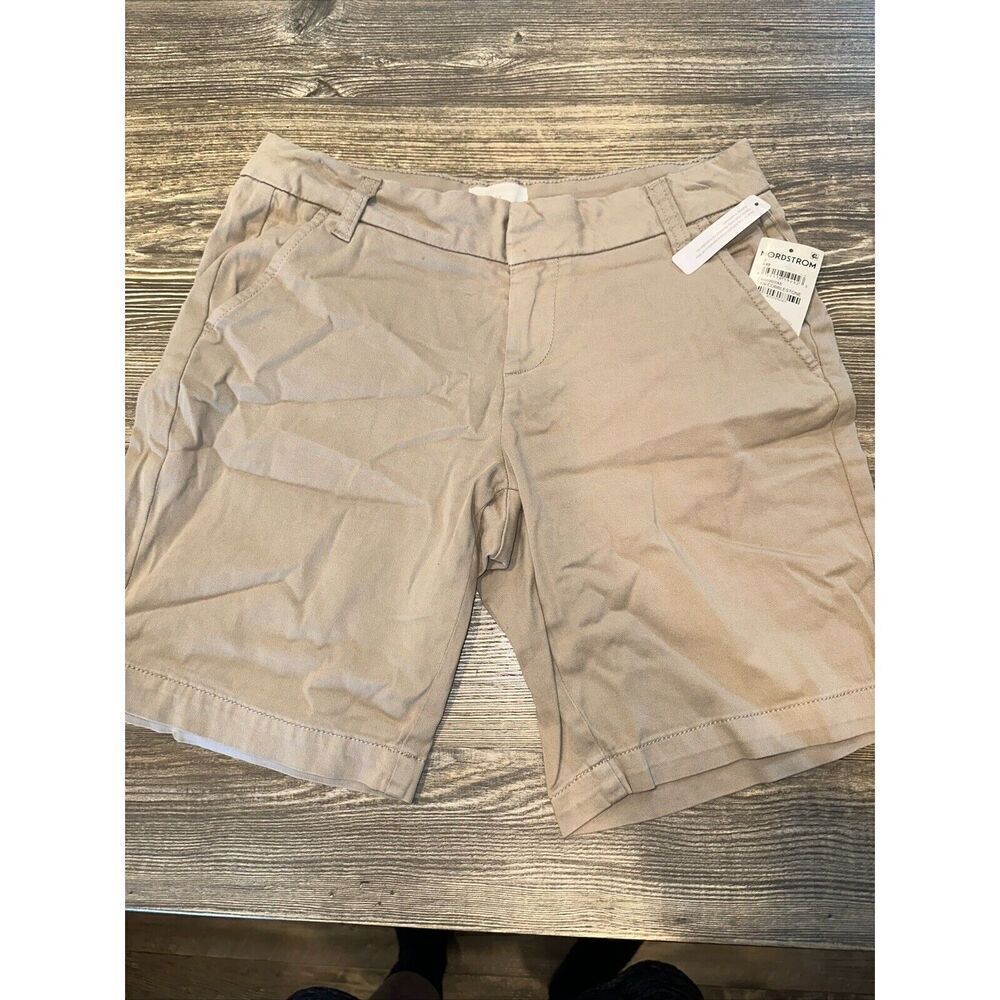Caslon Chino Twill 9" Inch Cotton Tan Khaki Oxford Womens Modest Shorts Sz 2. 1